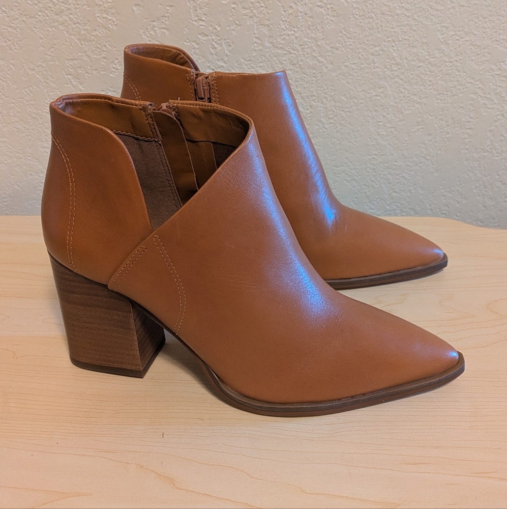 Arezzo Tan Leather Ankle Booties with Pointed Toe - Picture 3 of 12
